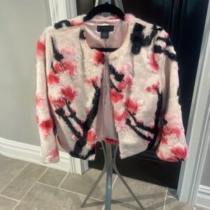 Womens crop faux fur jacket